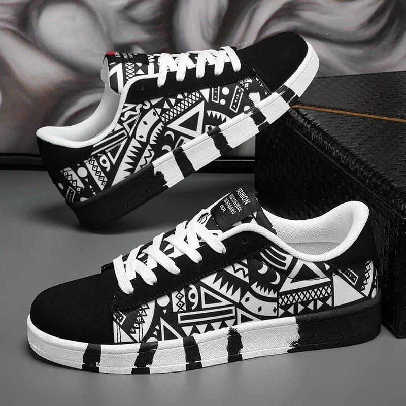 Pablo Men's Canvas Low-Top Sneakers: Durable, Graphic Print, Comfortable Everyday Footwear
