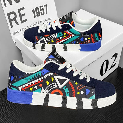 Pablo Men's Canvas Low-Top Sneakers: Durable, Graphic Print, Comfortable Everyday Footwear