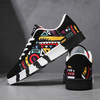 Pablo Men's Canvas Low-Top Sneakers: Durable, Graphic Print, Comfortable Everyday Footwear