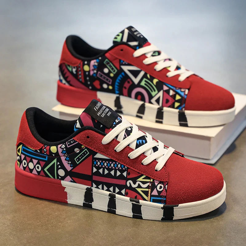Pablo Men's Canvas Low-Top Sneakers: Durable, Graphic Print, Comfortable Everyday Footwear