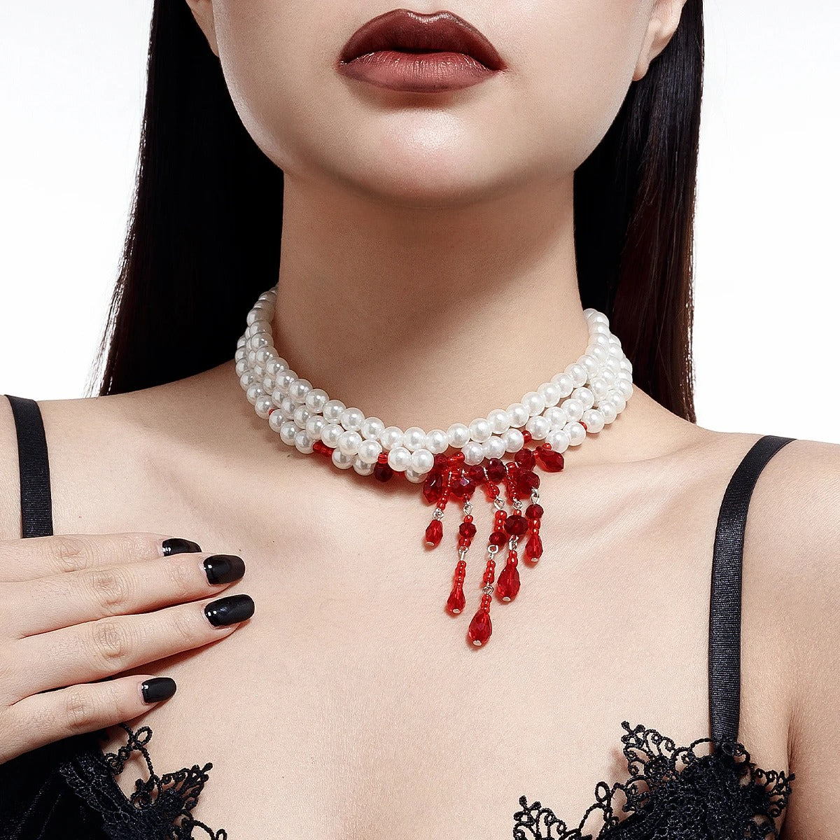 Blood Drop Pearls Necklace