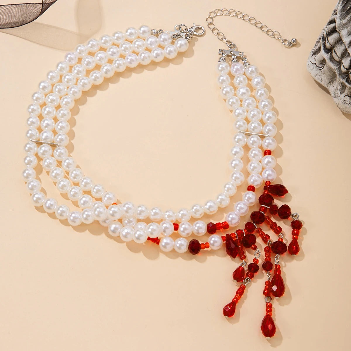 Blood Drop Pearls Necklace